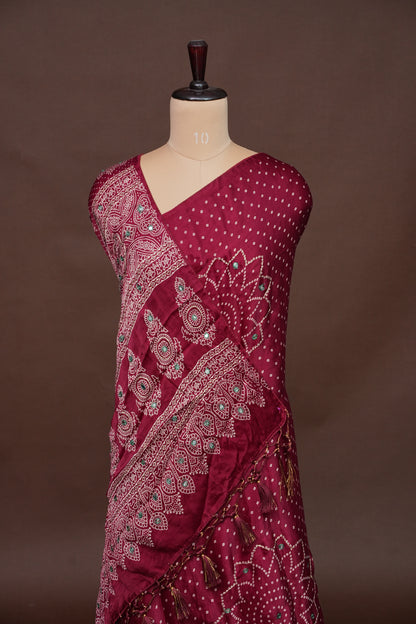 Gajji Silk Saree-Deep Red