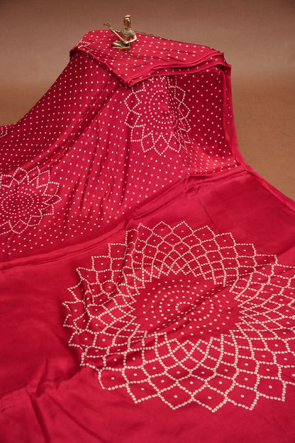 Gajji Silk Saree with Bandhani Prints - Maroon