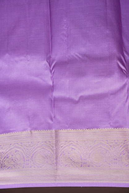 Lavender Pure Brocade Kanchivaram Silk Saree|Silk Mark Certified
