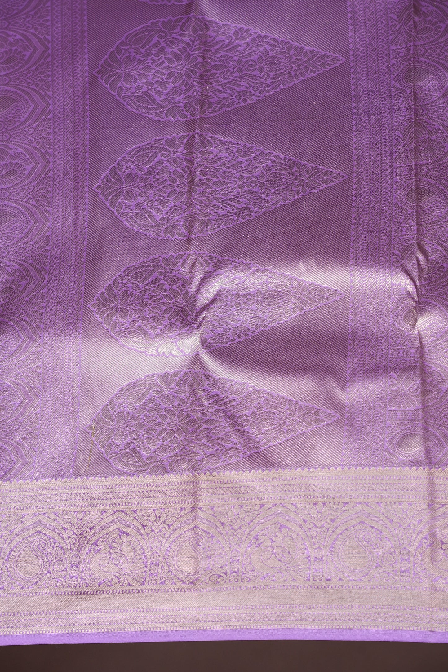 Lavender Pure Brocade Kanchivaram Silk Saree|Silk Mark Certified