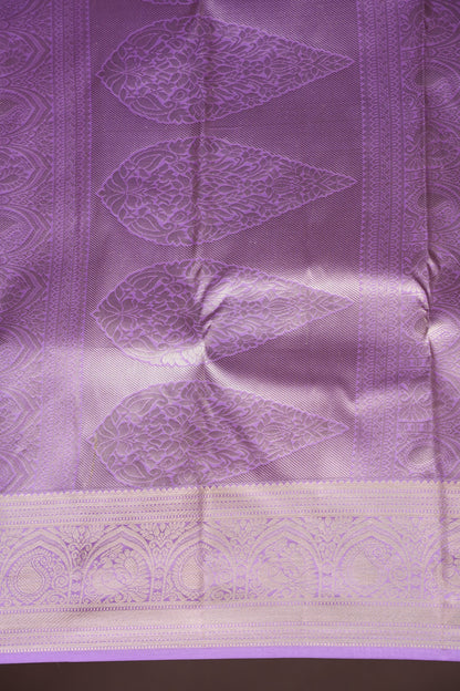 Lavender Pure Brocade Kanchivaram Silk Saree|Silk Mark Certified
