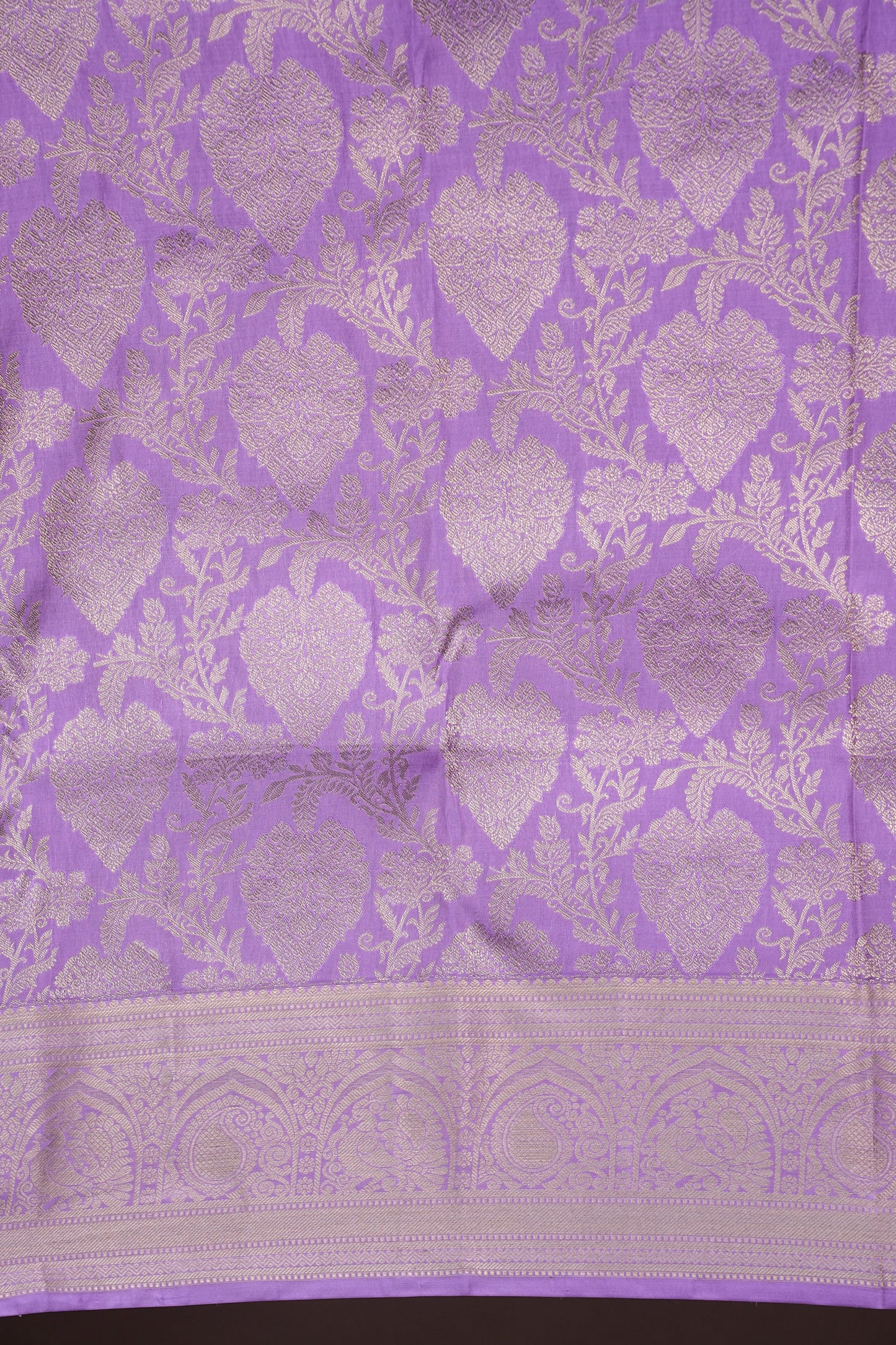 Lavender Pure Brocade Kanchivaram Silk Saree|Silk Mark Certified