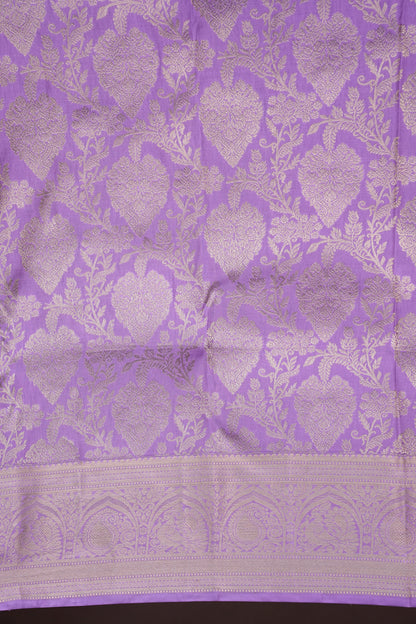 Lavender Pure Brocade Kanchivaram Silk Saree|Silk Mark Certified