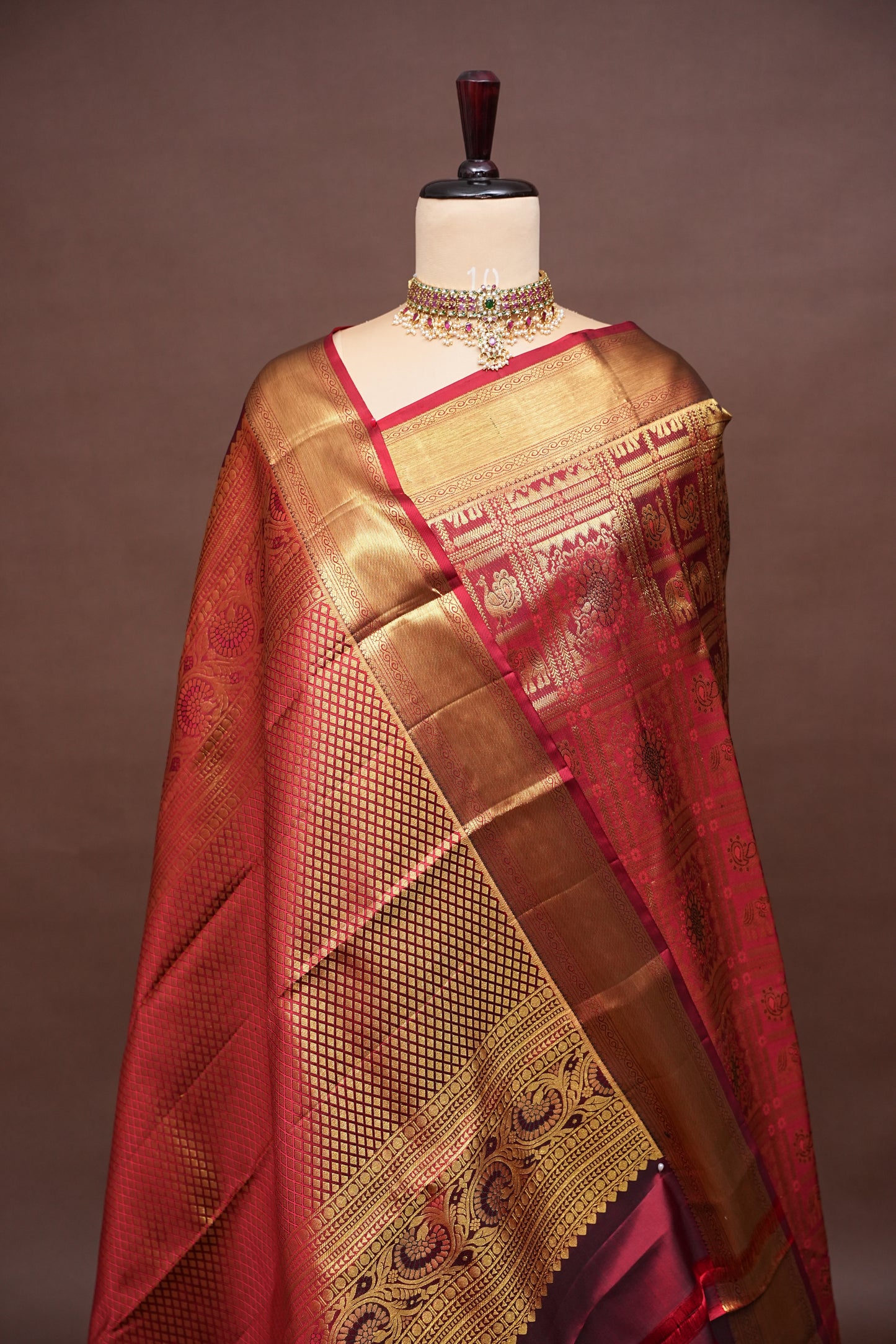 Deep Red Bridal Kanchivaram Silk Saree with Rich Gold Zari|Silk Mark Certified