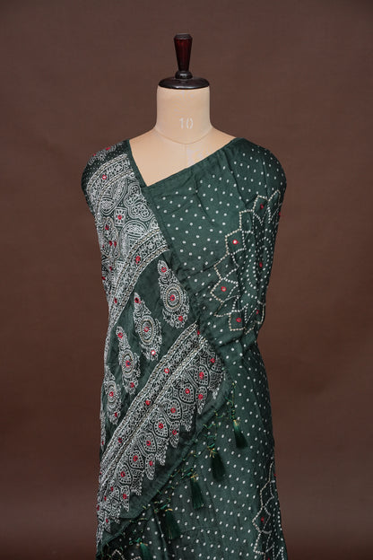 Gajji Silk Saree-Emerald Green