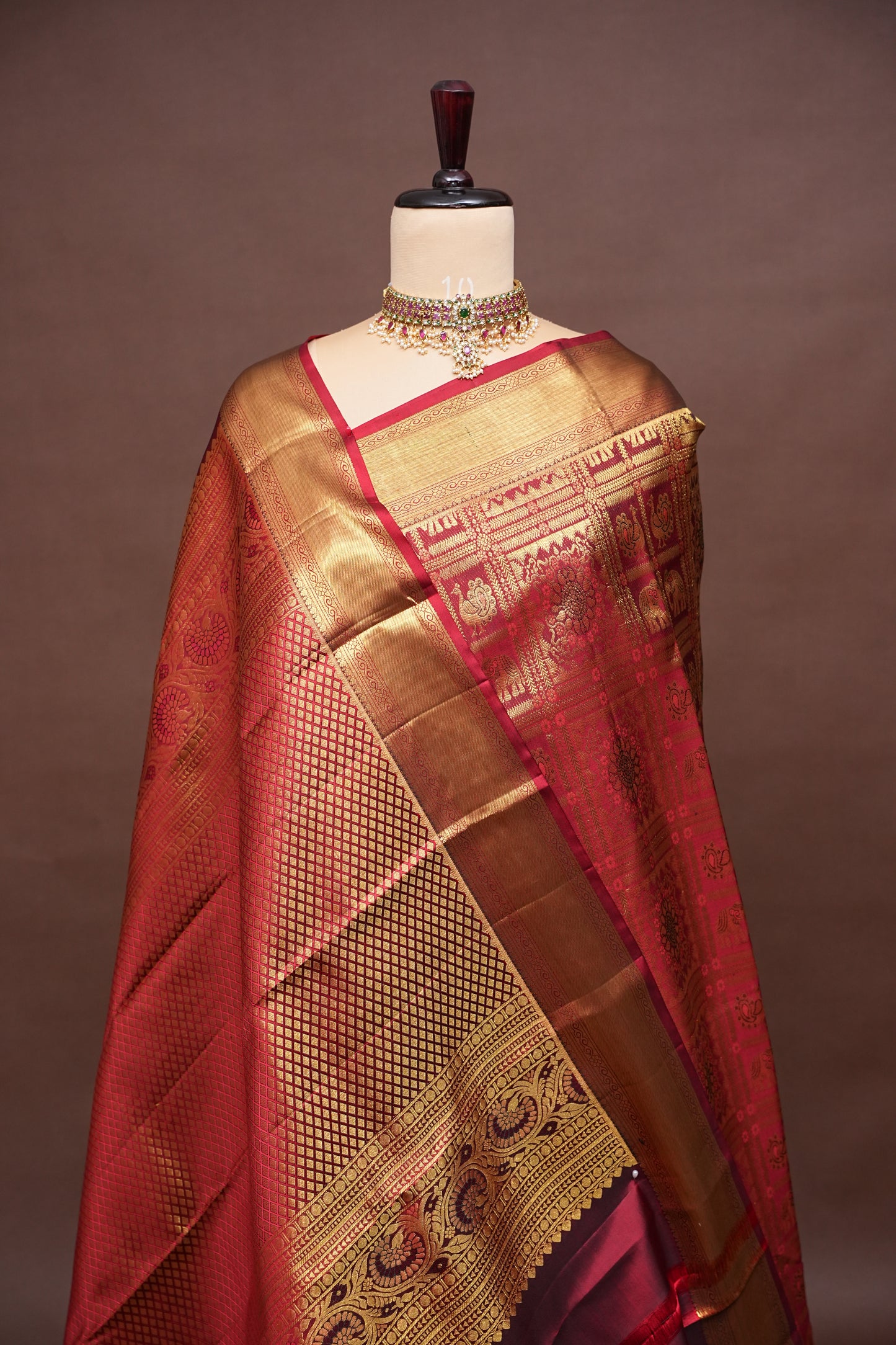 Deep Red Bridal Kanchivaram Silk Saree with Rich Gold Zari|Silk Mark Certified