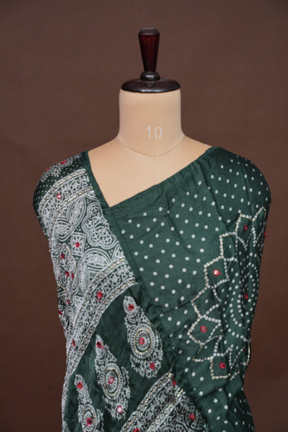 Gajji Silk Saree-Emerald Green