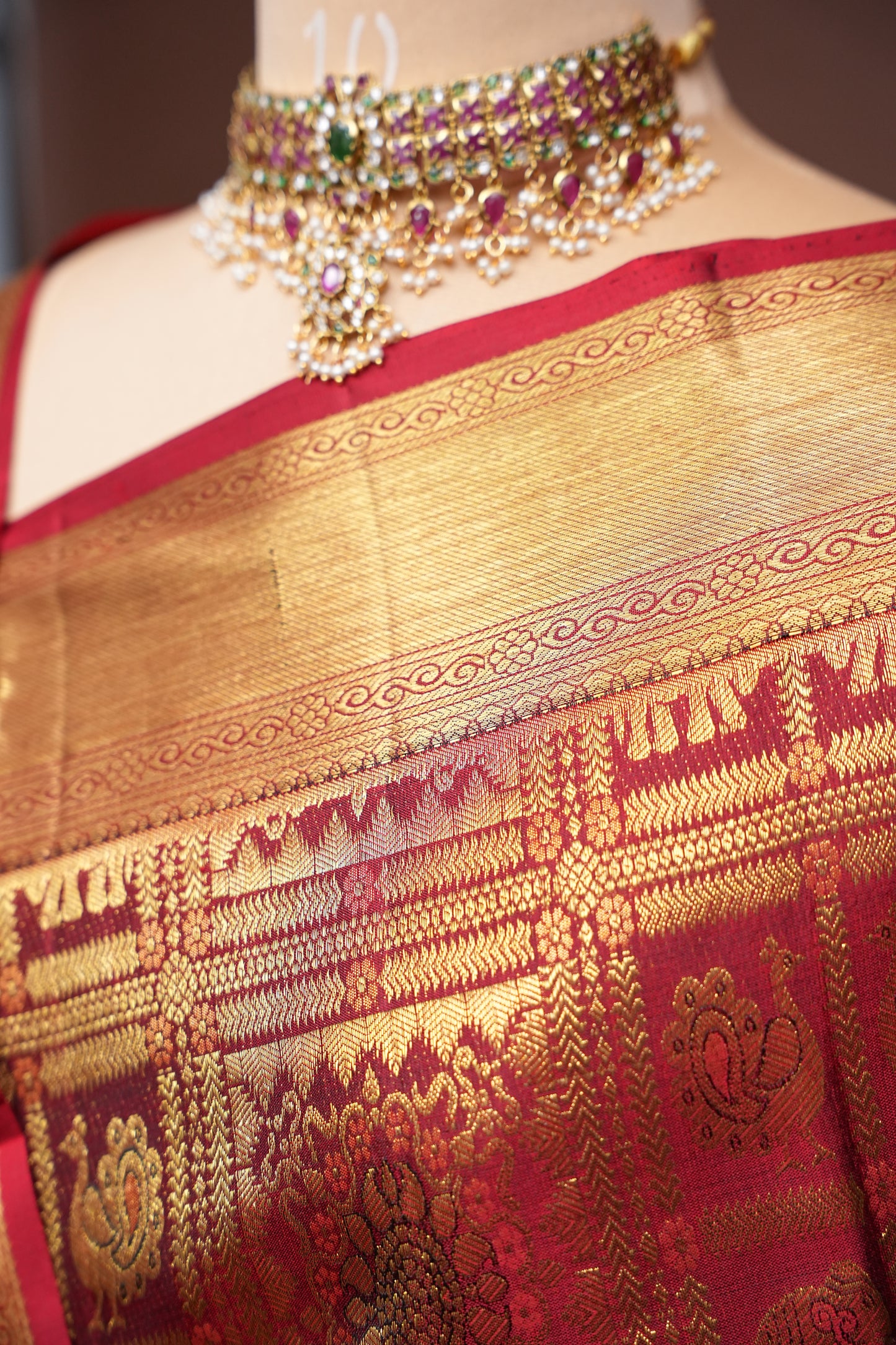 Deep Red Bridal Kanchivaram Silk Saree with Rich Gold Zari|Silk Mark Certified