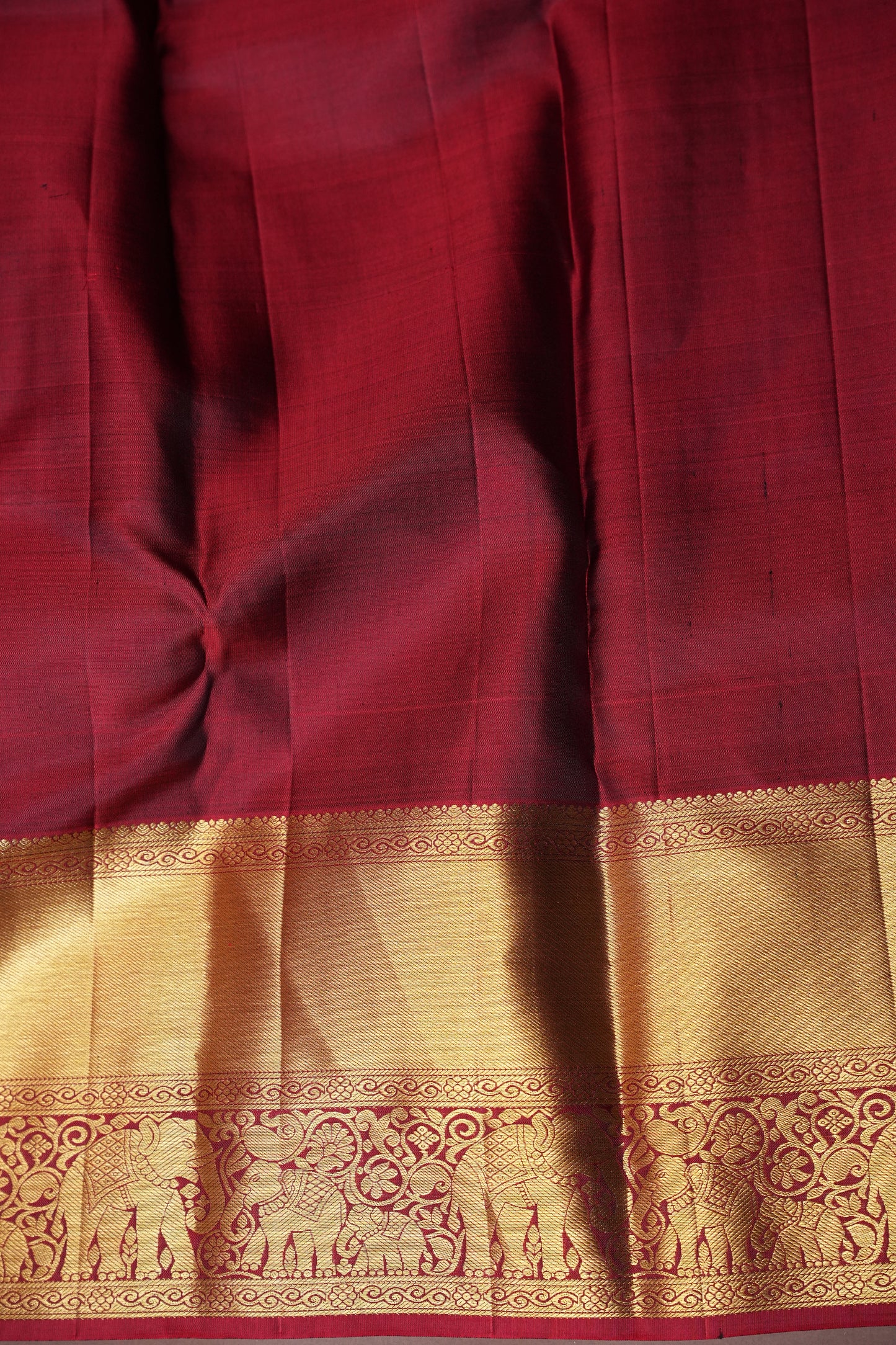 Deep Red Bridal Kanchivaram Silk Saree with Rich Gold Zari|Silk Mark Certified