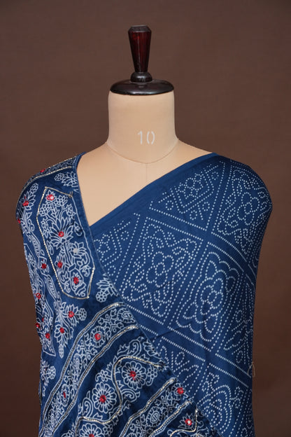 Gajji Silk Saree-Peacock Blue