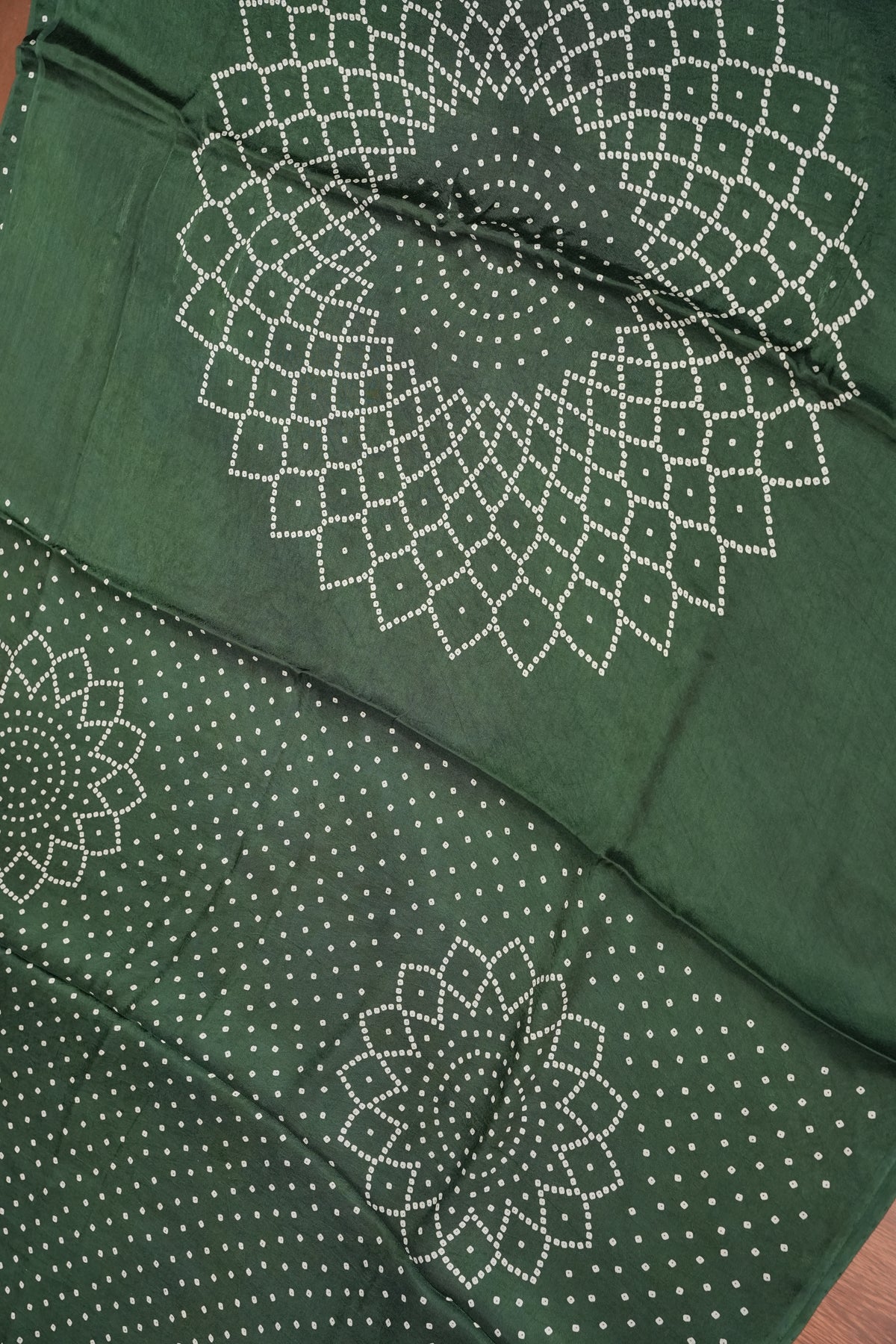 Gajji Silk Saree with Bandhani Prints - Bottle Green