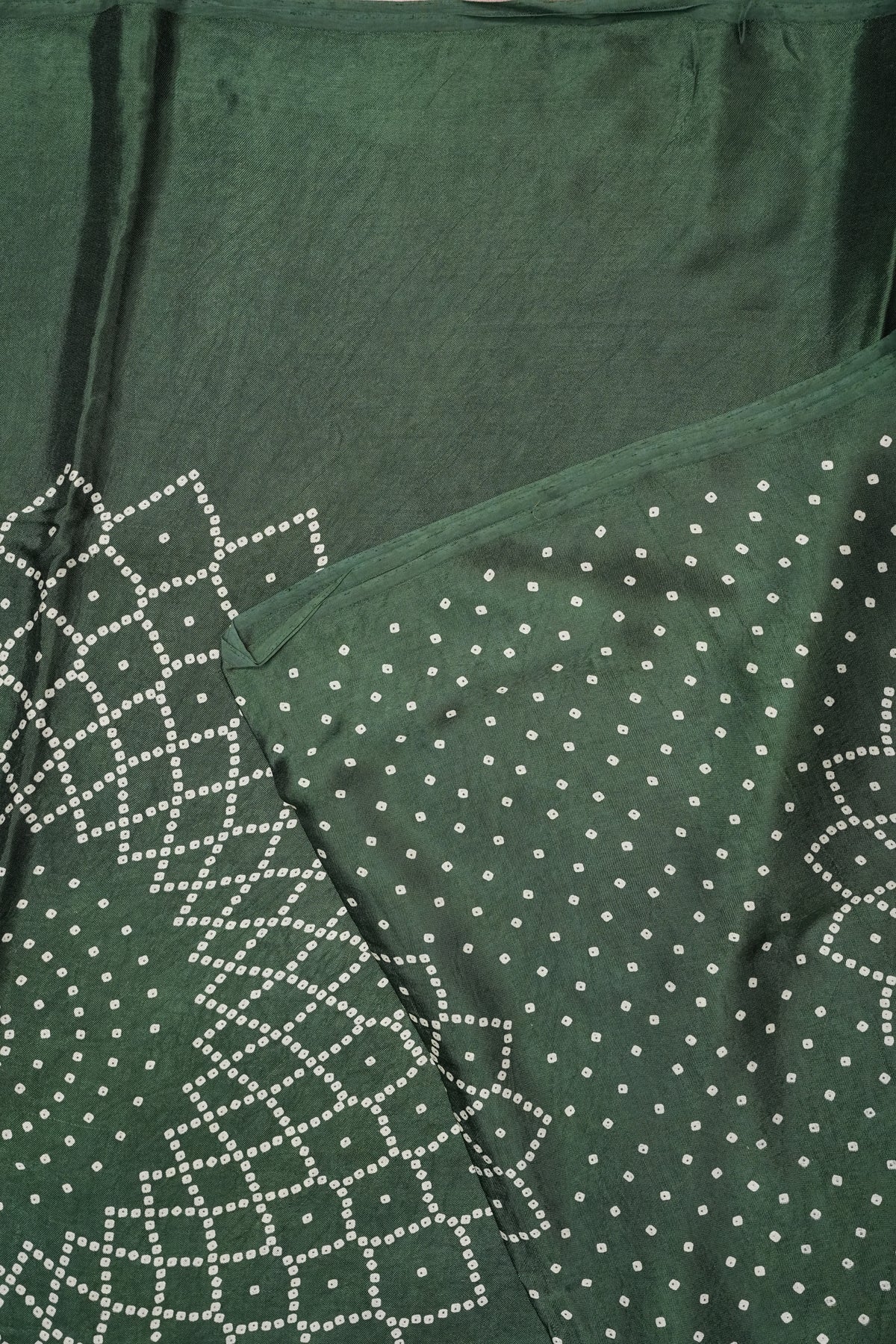Gajji Silk Saree with Bandhani Prints - Bottle Green