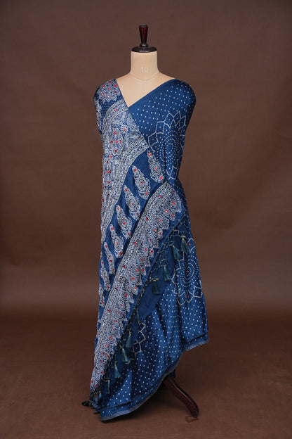 Gajji Silk Saree-Indigo Blue