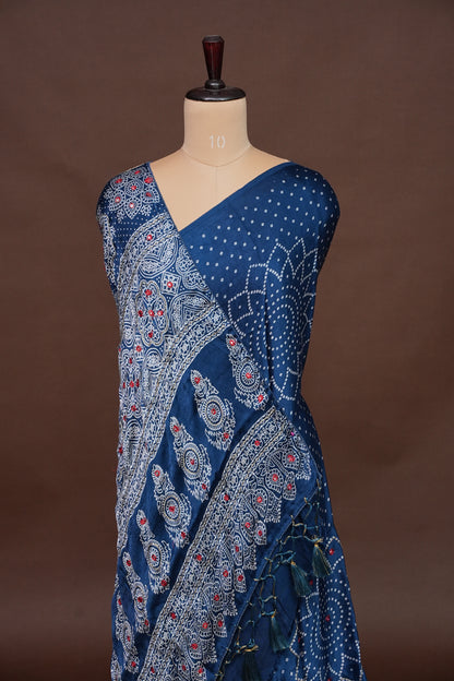 Gajji Silk Saree-Indigo Blue