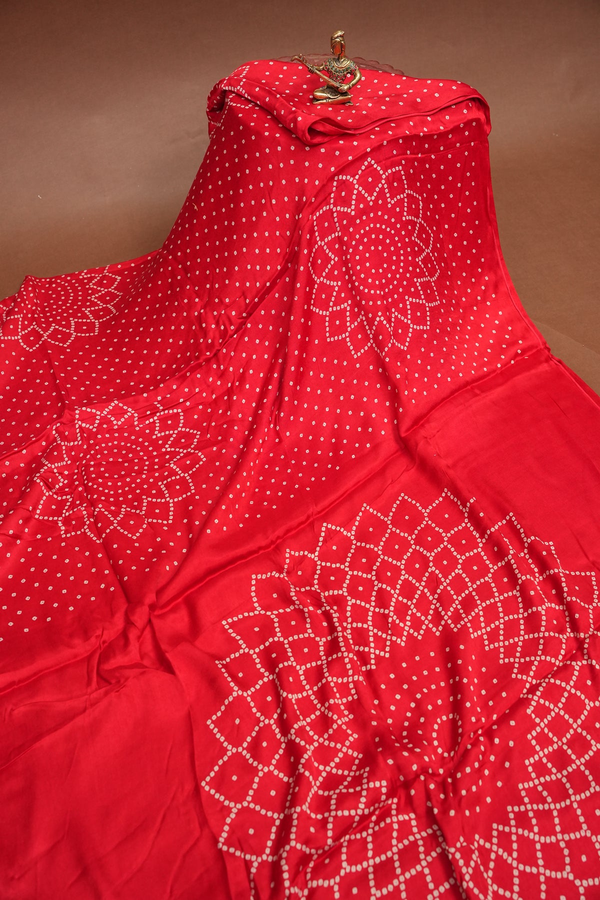 Gajji Silk Saree with Bandhani Prints - Red