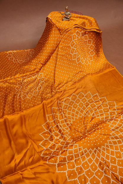 Gajji Silk Saree with Bandhani Prints - Mustard