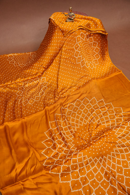 Gajji Silk Saree with Bandhani Prints - Mustard