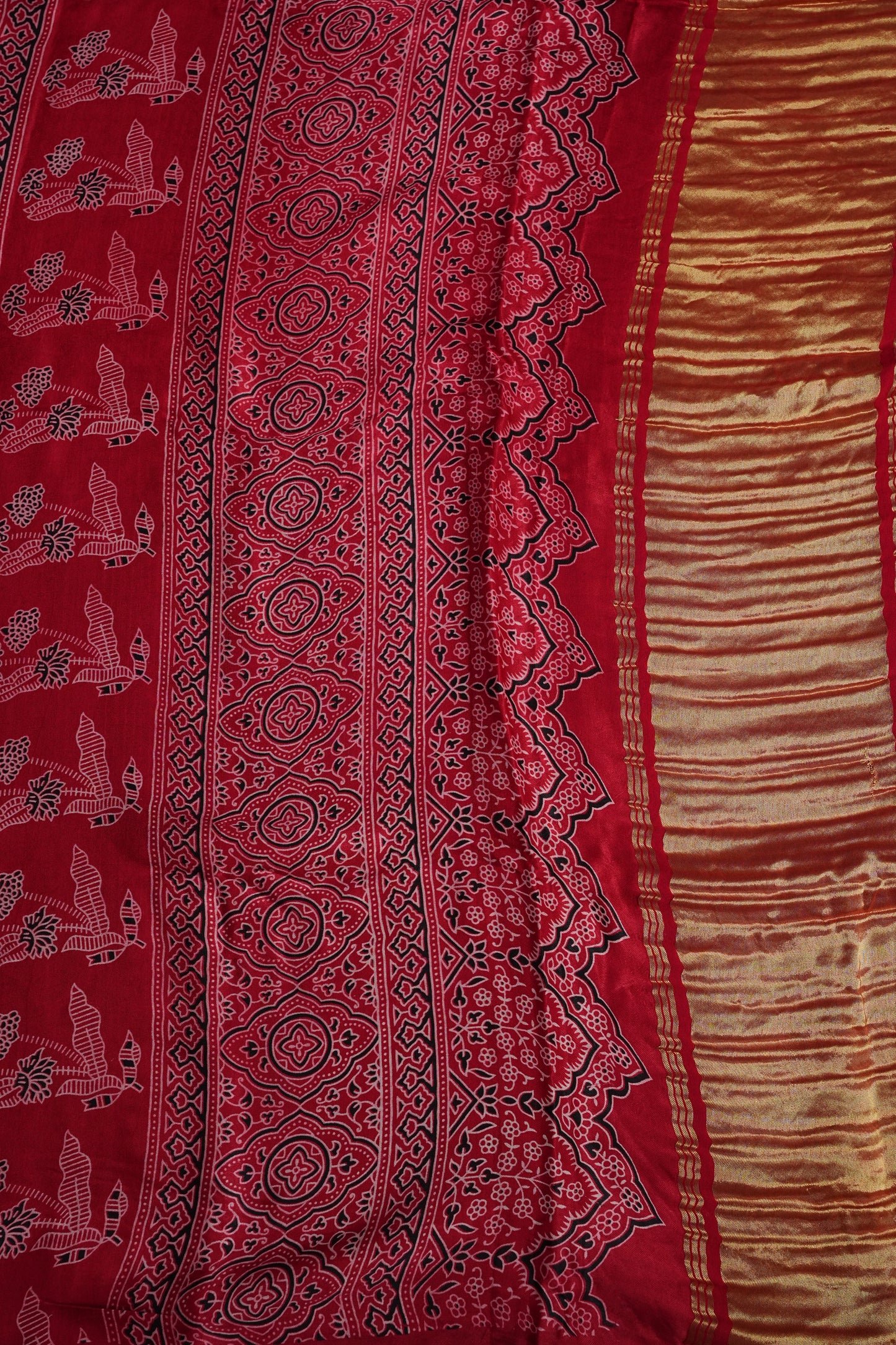 Pure Modal Silk Saree with Ajrakh Prints - Red