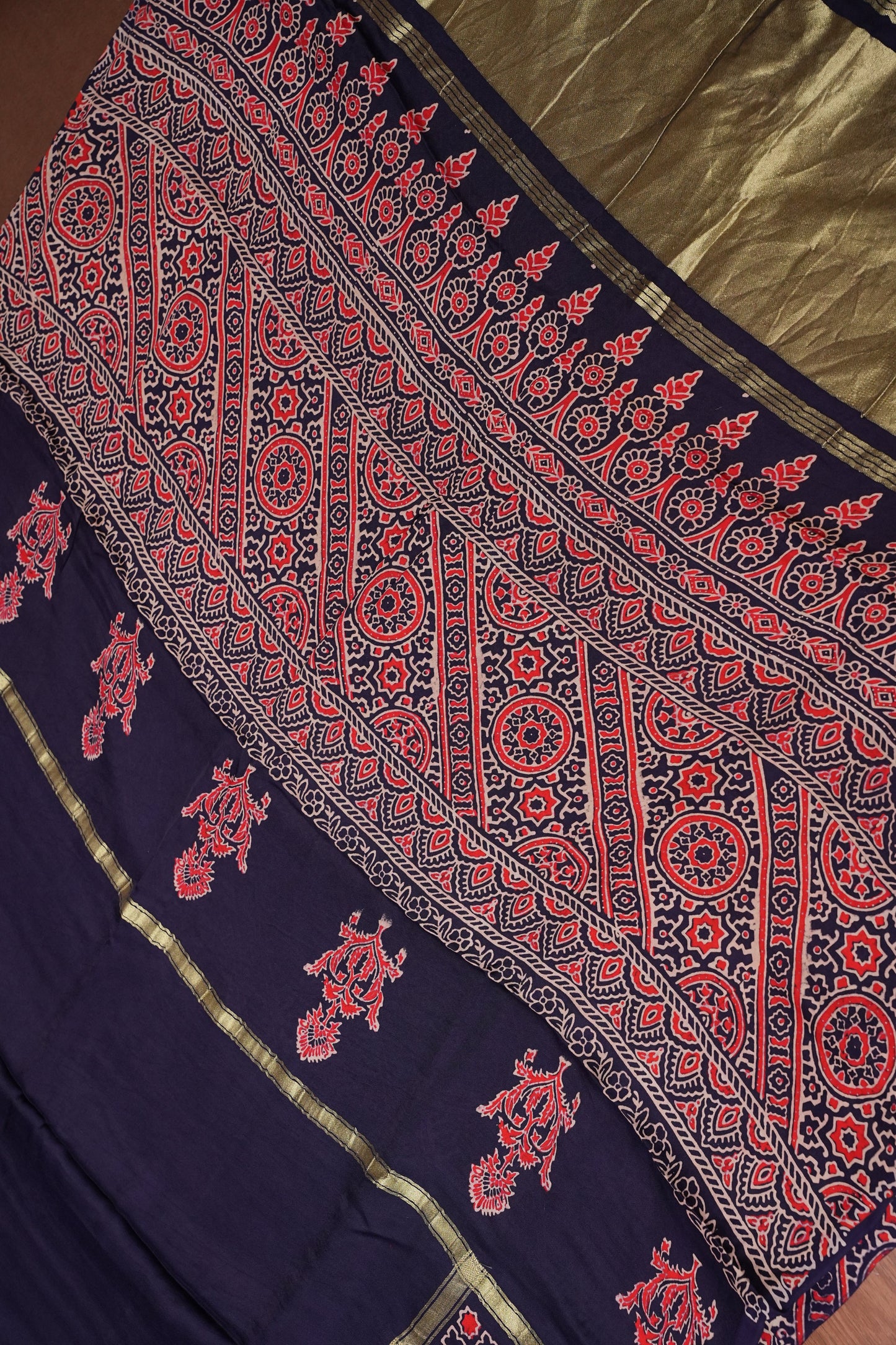 Modal Bandhini Garchola Saree-Blue