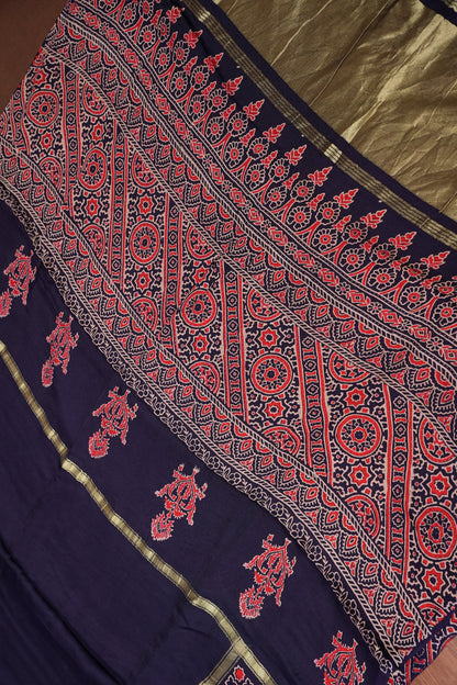 Modal Bandhini Garchola Saree-Blue