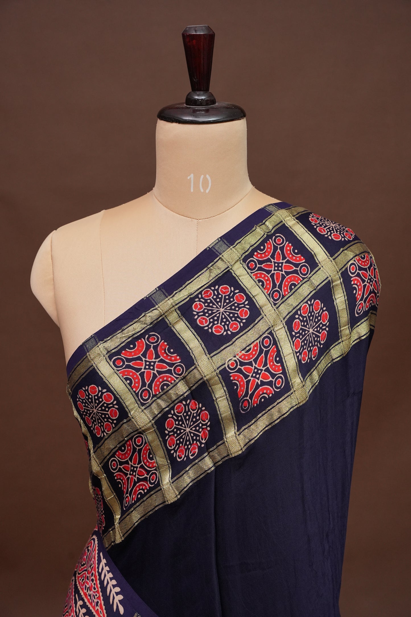 Modal Bandhini Garchola Saree-Blue