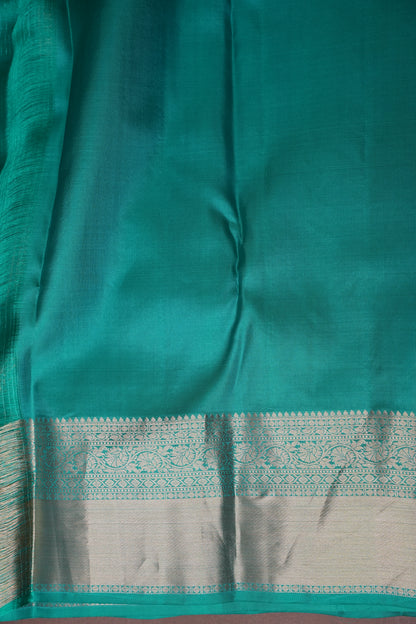 Aqua Green Pure Kanjivaram Silk Saree with Antique Gold Zari Weaving