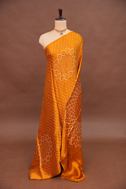 Gajji Silk Saree with Bandhani Prints - Mustard