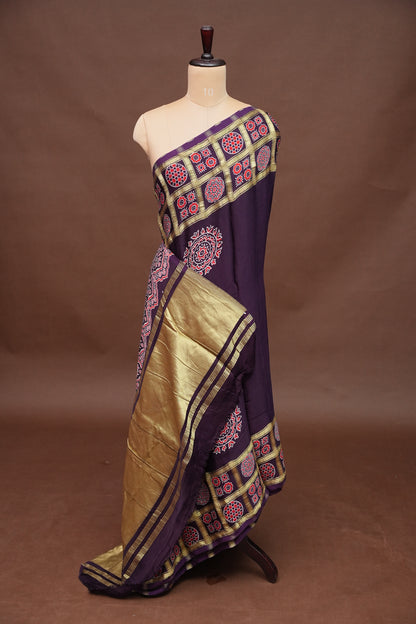 Bandhini Garchola Saree  - Purple