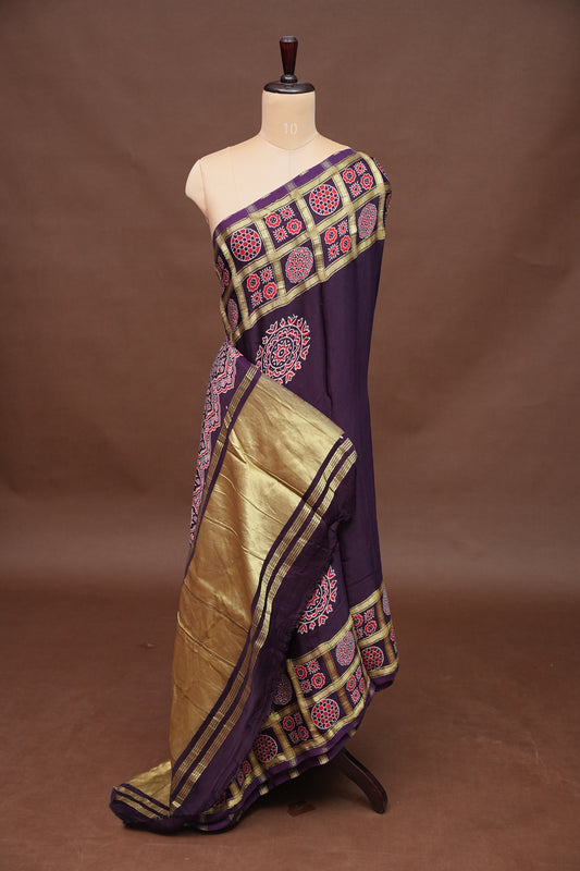 Bandhini Garchola Saree  - Purple