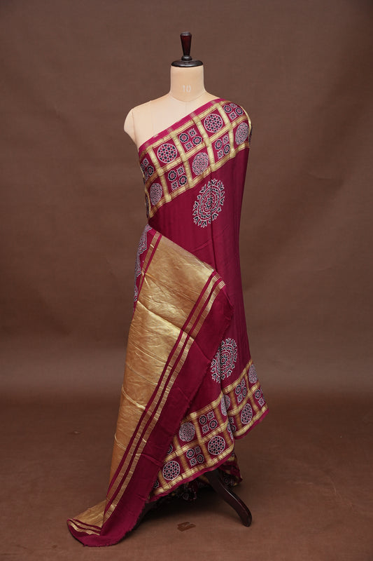 Bandhini Garchola Saree - Maroon