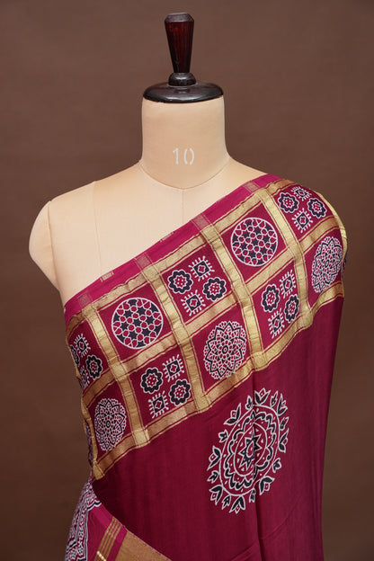 Bandhini Garchola Saree - Maroon