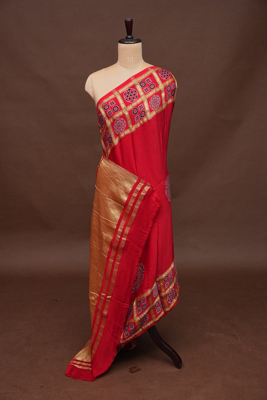 Bandhini Garchola Saree - Red