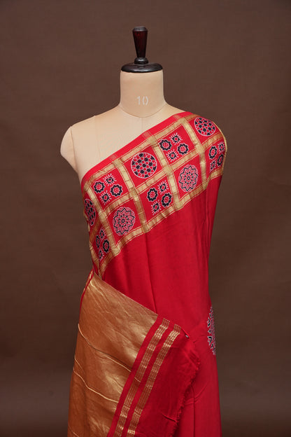 Bandhini Garchola Saree - Red