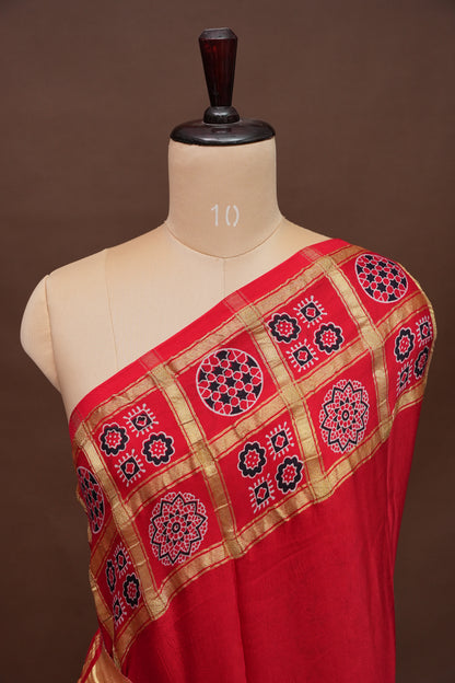Bandhini Garchola Saree - Red