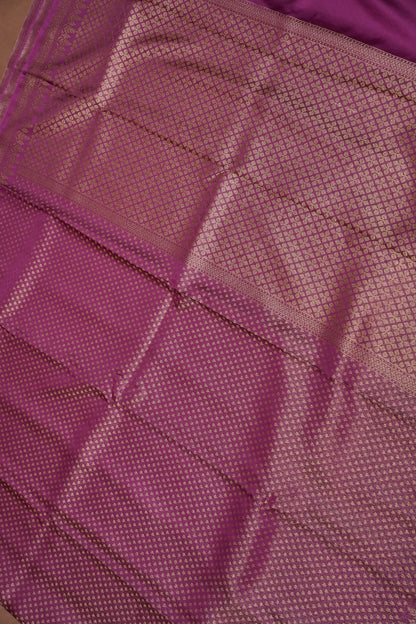 Satin Georgette Banarasi Saree with Antique Buttas & Border – Magenta