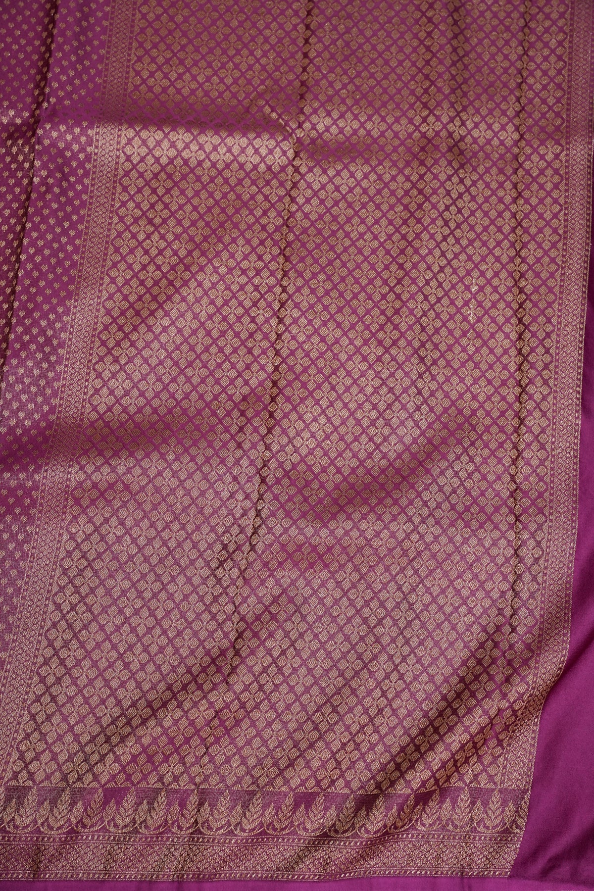 Satin Georgette Banarasi Saree with Antique Buttas & Border – Magenta