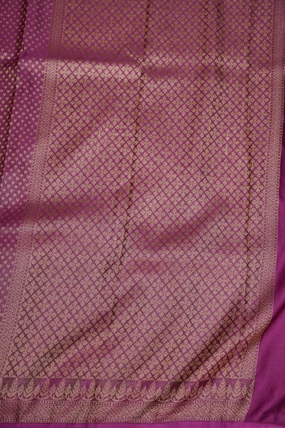 Satin Georgette Banarasi Saree with Antique Buttas & Border – Magenta