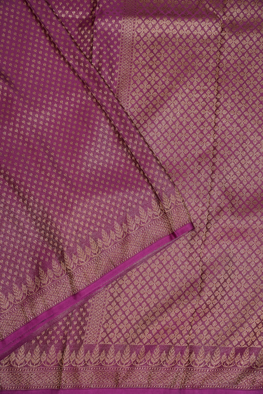 Satin Georgette Banarasi Saree with Antique Buttas & Border – Magenta