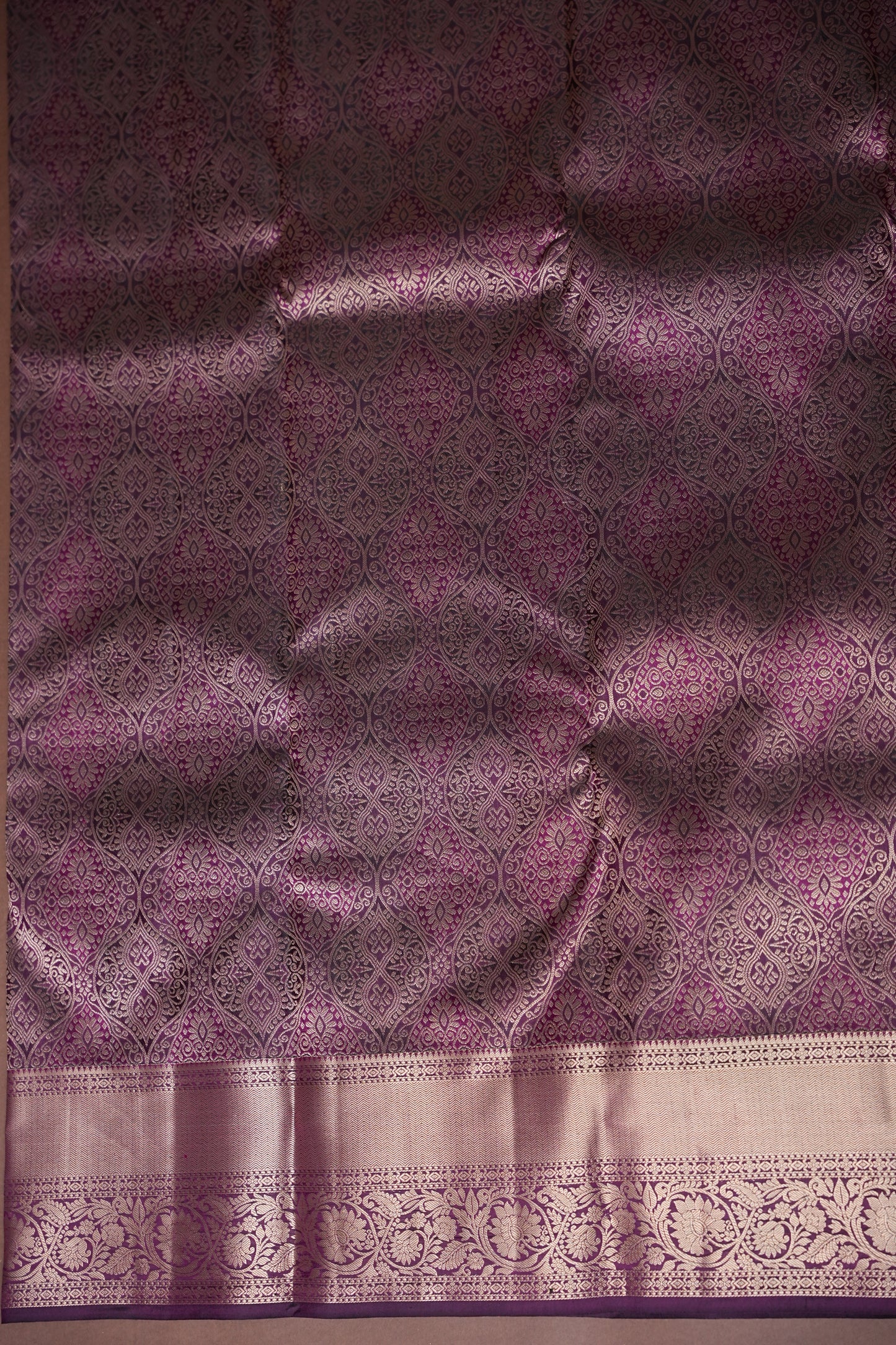 Mauve Purple Pure Kanchipuram Silk Saree with Gold Zari Weaving|Silk Mark Certified