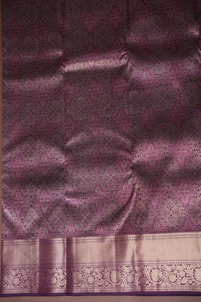 Mauve Purple Pure Kanchipuram Silk Saree with Gold Zari Weaving|Silk Mark Certified
