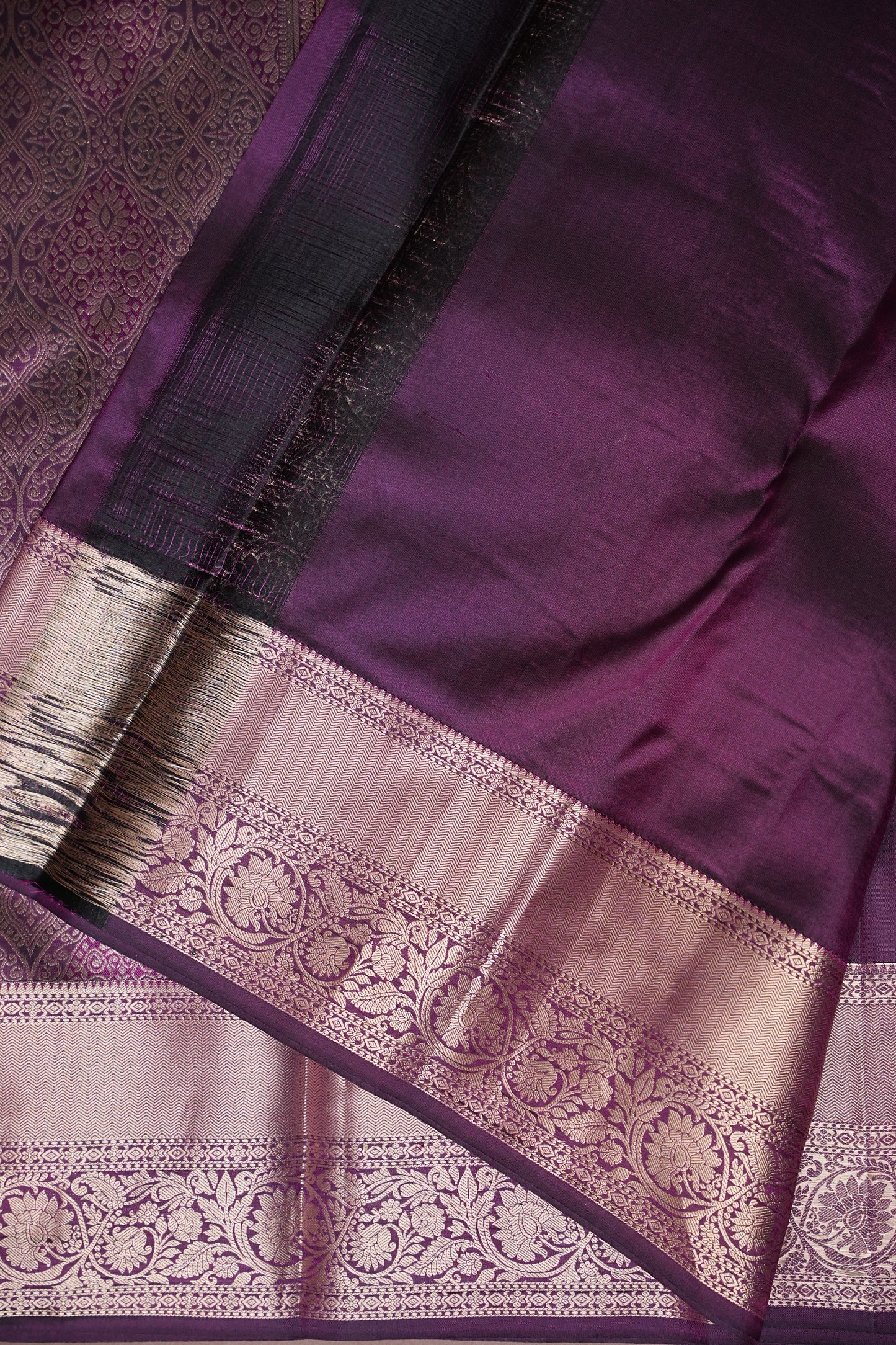 Mauve Purple Pure Kanchipuram Silk Saree with Gold Zari Weaving|Silk Mark Certified