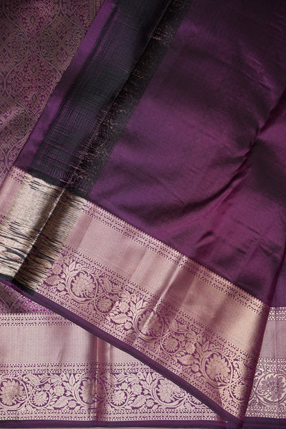 Mauve Purple Pure Kanchipuram Silk Saree with Gold Zari Weaving|Silk Mark Certified