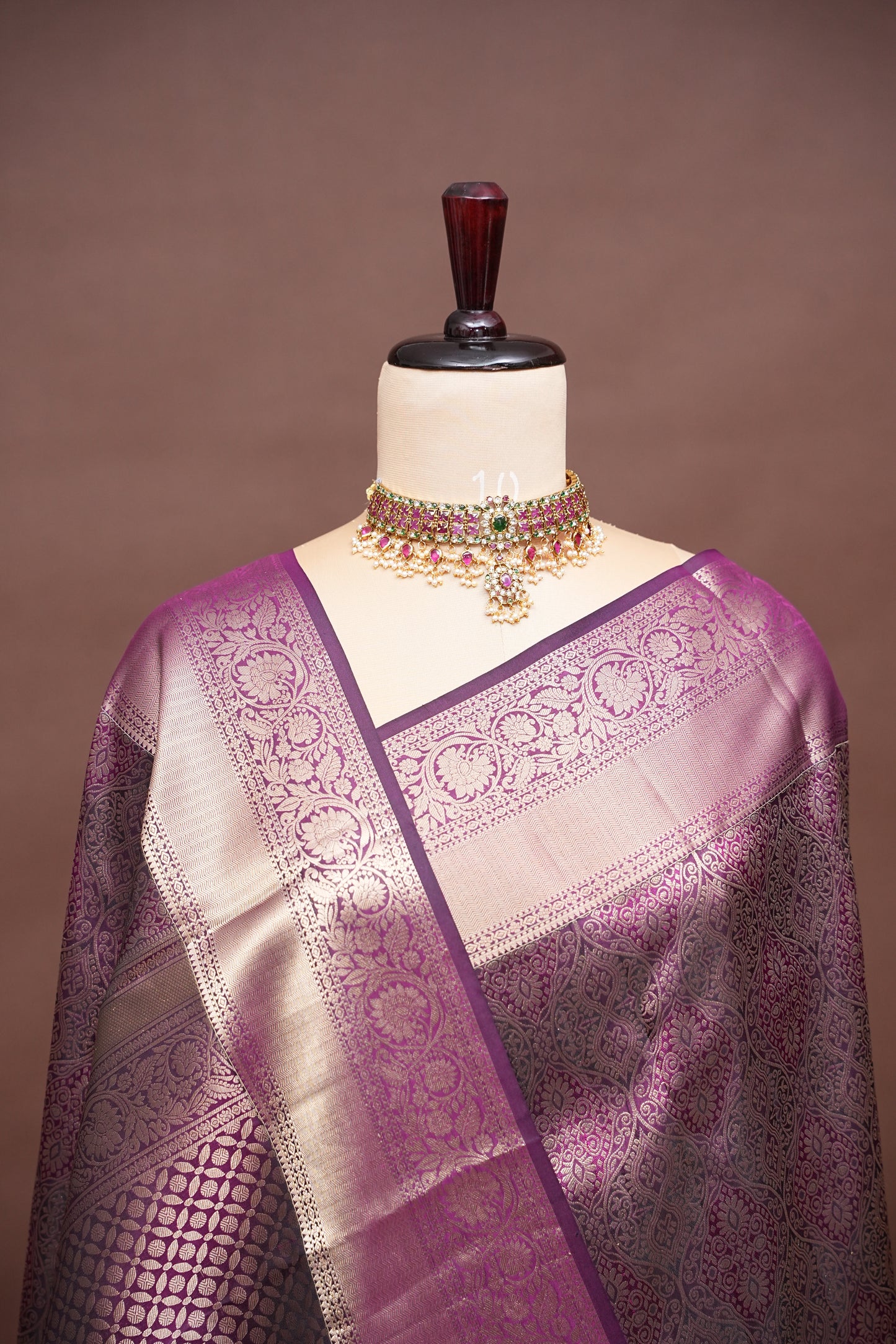 Mauve Purple Pure Kanchipuram Silk Saree with Gold Zari Weaving|Silk Mark Certified