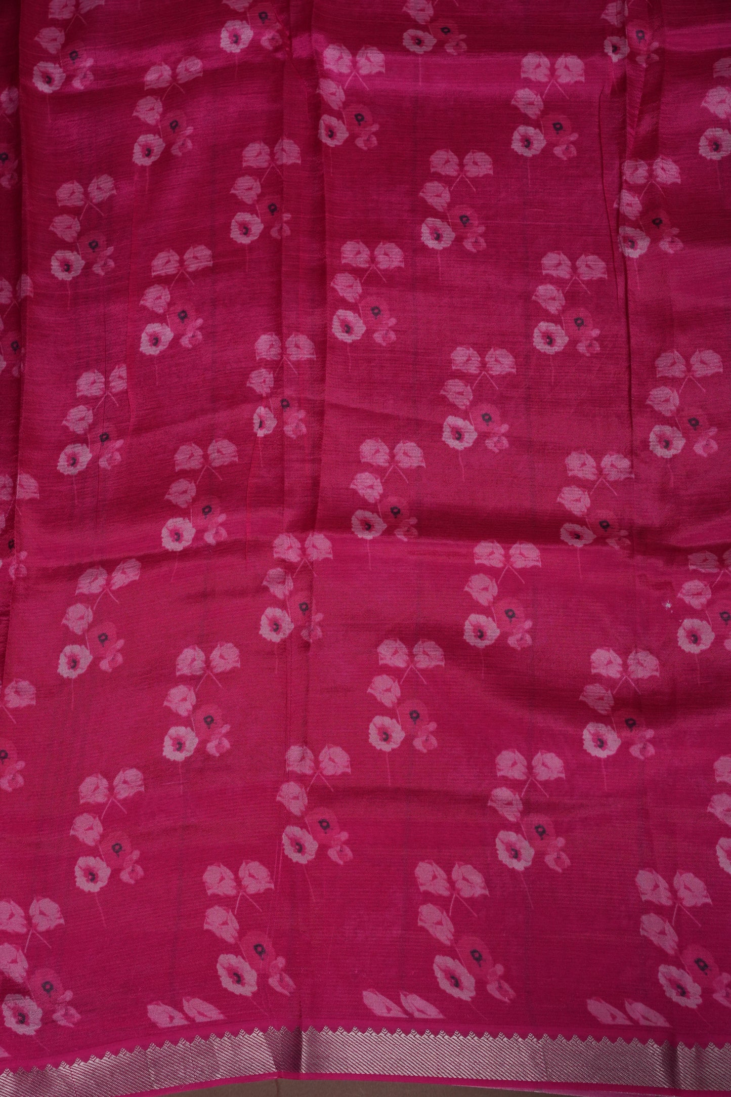 Mangalagiri Printed Silk Saree - Light Yellow & Rani Pink
