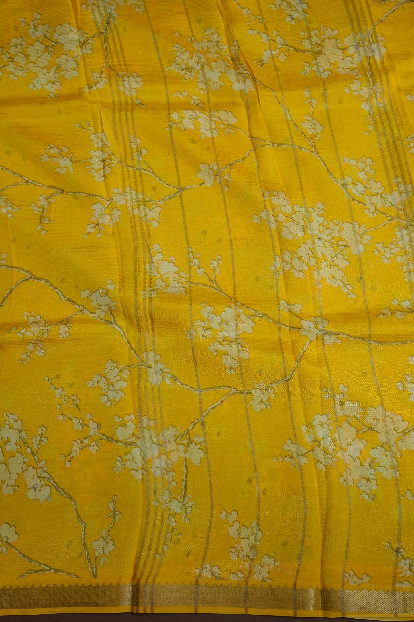 Mangalagiri Printed Silk Saree - Aqua Blue & Sunshine Yellow