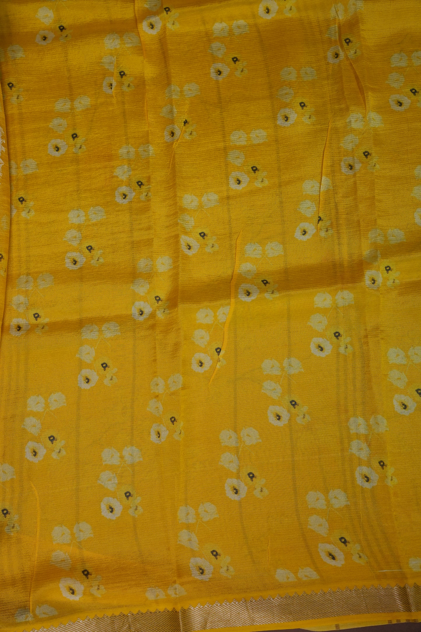 Mangalagiri Printed Silk Saree - Aqua Blue & Sunshine Yellow