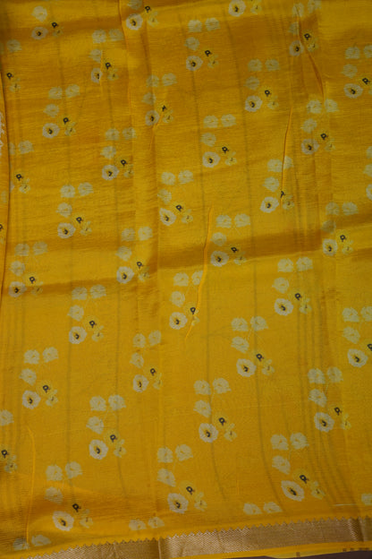 Mangalagiri Printed Silk Saree - Aqua Blue & Sunshine Yellow