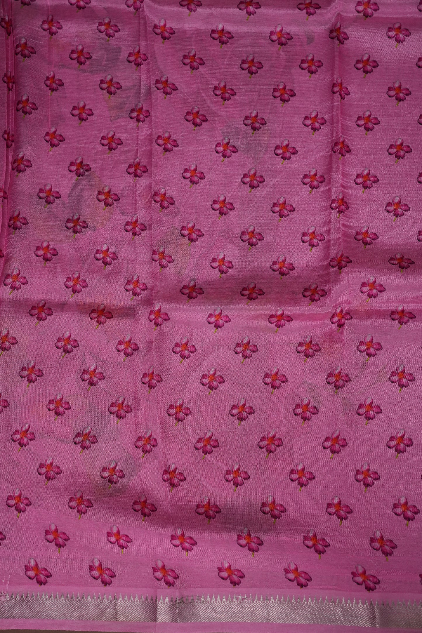 Mangalagiri Printed Silk Saree - Bottle Green & Blush Pink