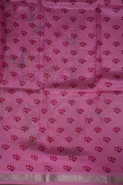 Mangalagiri Printed Silk Saree - Bottle Green & Blush Pink