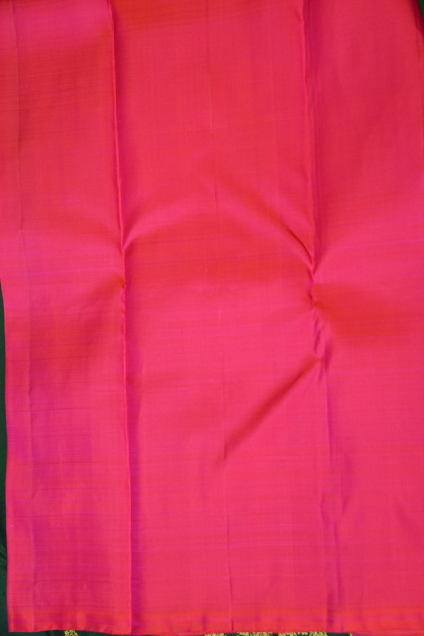 Emerald Green & Coral Pink Pure Kanchivaram Silk Saree with Gold Zari Pallu|Silk Mark Certified